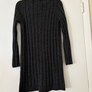 Black Ribbed Knit Sweater Dress